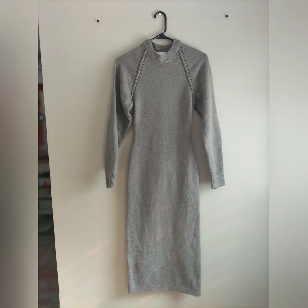 H&M Taupe Melange Cozy Knit Bodycon Longline Sweater Dress XS. - Picture 5 of 10